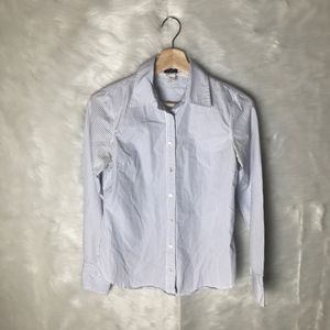 J. Crew Pin Stripe Career Blue and White Blouse